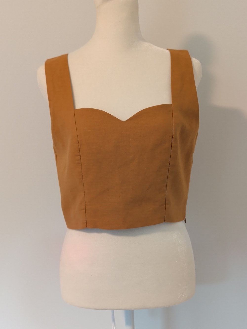 Greylin Ochre Crop Top with Sweetheart Neckline